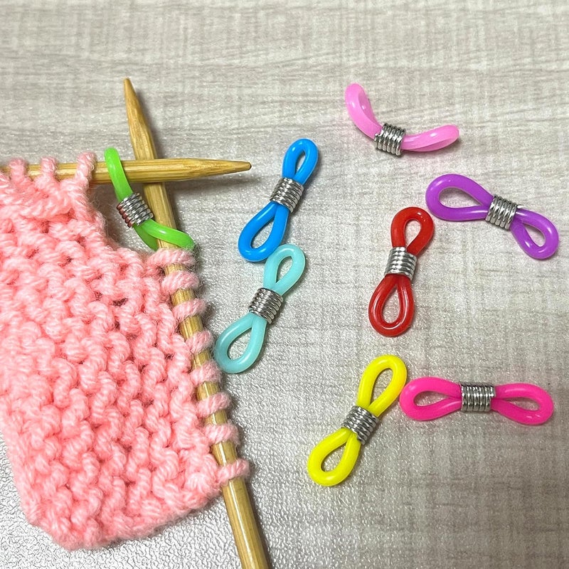 spansee 8 PCS Knitting Needle Stoppers, Knitting Needle Hugger, Stitch Stopper, Project Keeper, Knitting Crochet Supplies, Knitting Accessories, Needle Minder, Needle Stopper - Image 2